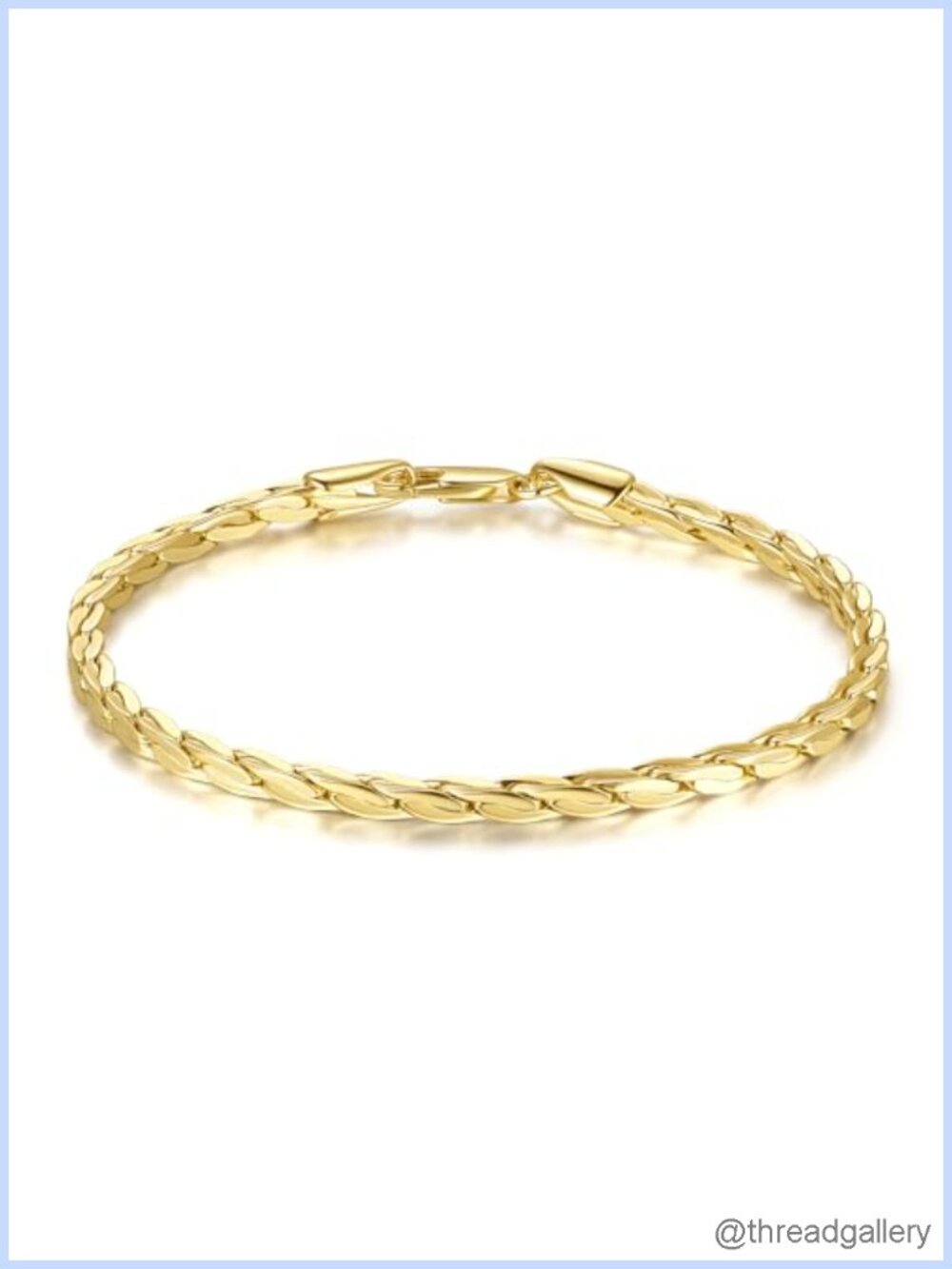 14K Gold Plated Braided Chain Bracelet Lobster Clasp 6.5in